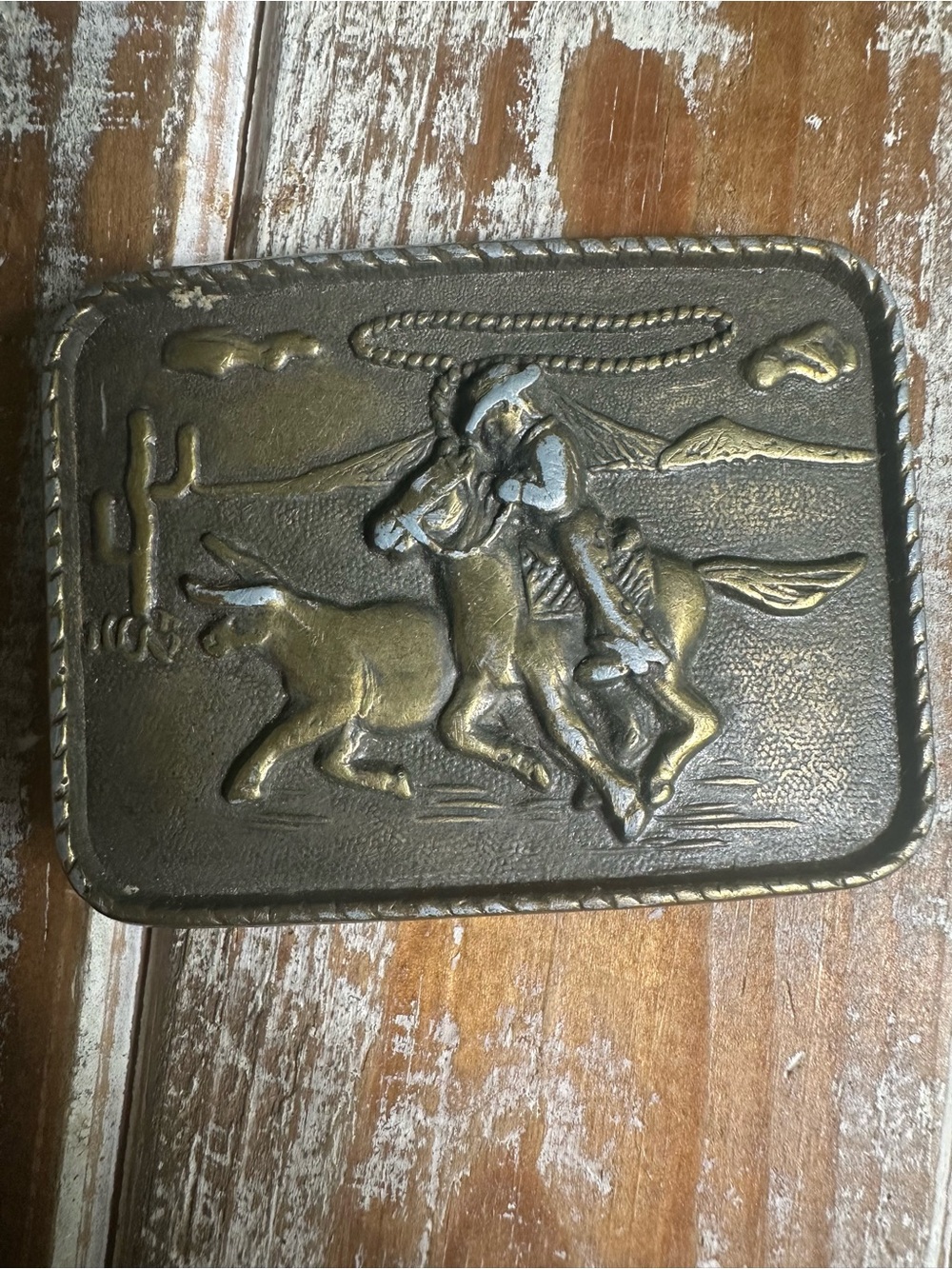 Rare vintage brass belt buckle